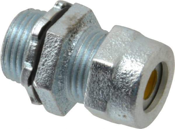 O-Z/Gedney - 0.2 to 0.3" Cable Capacity, Liquidtight, Straight Strain Relief Cord Grip - 1/2 NPT Thread, 1-1/8" Long, Iron - A1 Tooling