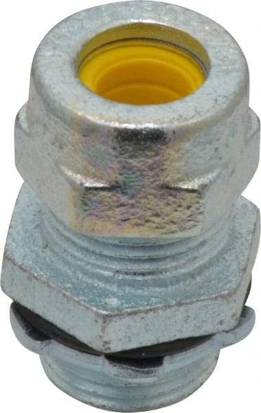 O-Z/Gedney - 0.3 to 0.4" Cable Capacity, Liquidtight, Straight Strain Relief Cord Grip - 1/2 NPT Thread, 1-1/8" Long, Iron - A1 Tooling