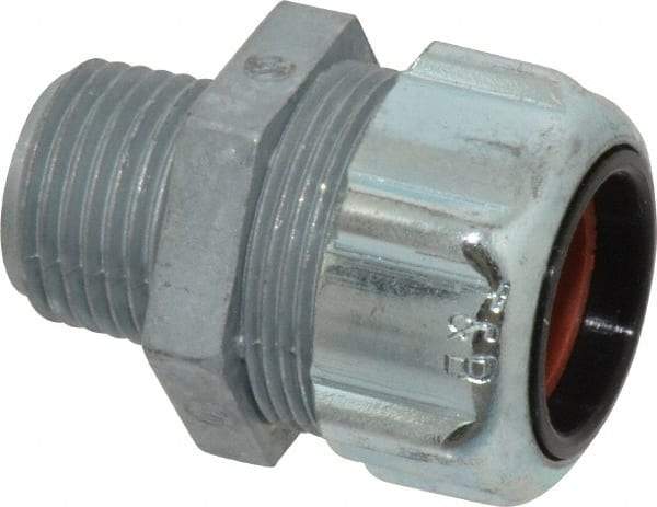 Thomas & Betts - 1/2 to 5/8" Cable Capacity, Liquidtight, Straight Strain Relief Cord Grip - 1/2 NPT Thread, 1-3/4" Long, Iron & Zinc - A1 Tooling