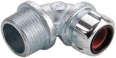 Thomas & Betts - 1/2 to 5/8" Cable Capacity, Liquidtight, Elbow Strain Relief Cord Grip - 1 NPT Thread, Iron - A1 Tooling