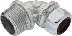 Thomas & Betts - 5/8 to 3/4" Cable Capacity, Liquidtight, Elbow Strain Relief Cord Grip - 1 NPT Thread, Iron - A1 Tooling