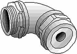 Thomas & Betts - 1-1/8 to 1-3/8" Cable Capacity, Liquidtight, Elbow Strain Relief Cord Grip - 2 NPT Thread, Iron - A1 Tooling