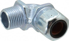 Thomas & Betts - 3/8 to 1/2" Cable Capacity, Liquidtight, Elbow Strain Relief Cord Grip - 1/2 NPT Thread, Iron - A1 Tooling