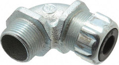 Thomas & Betts - 3/8 to 1/2" Cable Capacity, Liquidtight, Elbow Strain Relief Cord Grip - 3/4 NPT Thread, Iron - A1 Tooling