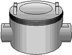 Thomas & Betts - (2) 1-1/2" Knockouts, Iron Round Junction Box - 5-3/4" Overall Width x 3.81" Overall Depth - A1 Tooling