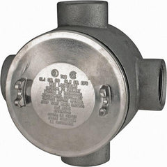 Thomas & Betts - (4) 1-1/2" Knockouts, Iron Round Junction Box - 5-3/4" Overall Width x 3.81" Overall Depth - A1 Tooling