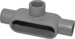 Hubbell Killark - Form 7, T Body, 1" Trade, IMC, Rigid Iron Conduit Body - Oval, 7-5/8" OAL, 11-1/2 cc Capacity, Gray, Hazardous & Wet Locations - A1 Tooling