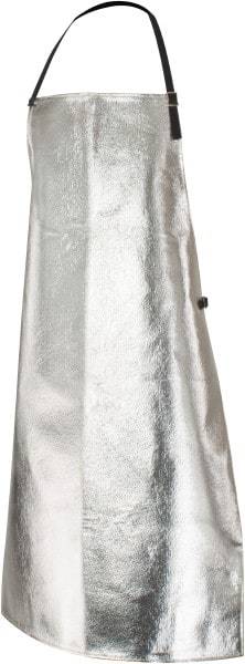 PRO-SAFE - 24 x 39" Aluminized Bib Apron - Aluminized Blended Kevlar, 19 oz Material, Silver & Yellow - A1 Tooling