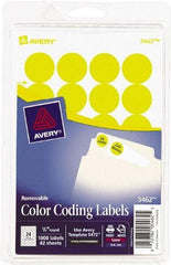 AVERY - 3/4" Wide x 3/4" Long, Yellow Paper Color Coding Labels - For Laser/Inkjet Printers - A1 Tooling