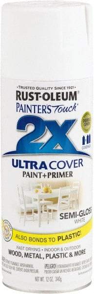 Rust-Oleum - White, Semi Gloss, Enamel Spray Paint - 8 Sq Ft per Can, 12 oz Container, Use on Multipurpose - A1 Tooling