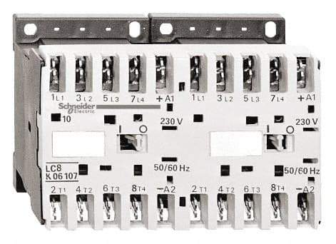 Schneider Electric - 3 Pole, 24 Coil VAC at 50/60 Hz, 16 Amp at 690 VAC, 20 Amp at 440 VAC and 9 Amp at 440 VAC, Reversible IEC Contactor - BS 5424, CSA, IEC 60947, NF C 63-110, RoHS Compliant, UL Listed, VDE 0660 - A1 Tooling