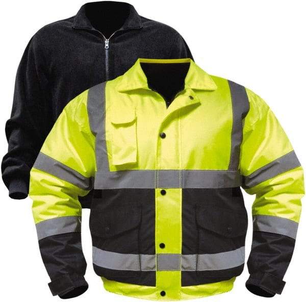 Utility Pro Wear - Size 3XL Cold Weather & High Visibility Jacket - Yellow, Black, Polyester & Teflon, Zipper, Snaps Closure, 54 to 56" Chest - A1 Tooling