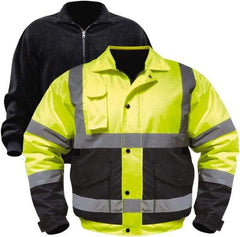 Utility Pro Wear - Size M Cold Weather & High Visibility Jacket - Yellow, Black, Polyester & Teflon, Zipper, Snaps Closure, 38 to 40" Chest - A1 Tooling