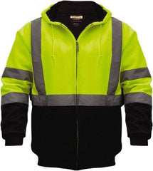 Utility Pro Wear - Size 5XL Cold Weather & High Visibility Sweatshirt - Yellow, Black, Polyester & Teflon, Zipper Closure, 62 to 64" Chest - A1 Tooling