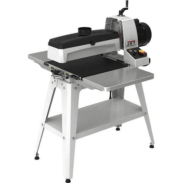 Jet - 5" Diam x 18" Long, Single Phase Floor Drum Sanding Machine - 1/32" Sanding Depth, 1/32 to 3" Thick x 32" Wide Workpiece - A1 Tooling