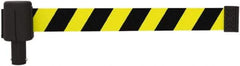 Banner Stakes - 6.61" High x 15' Long x 2-1/2" Wide Retractable Barrier Belt - Plastic & Polyester, Matte Finish, Yellow/Black, Use with Banner Stakes Plus Stanchion, Banner Stakes Plus Base - A1 Tooling