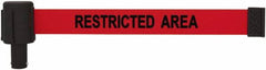 Banner Stakes - 6.61" High x 15' Long x 2-1/2" Wide Retractable Barrier Belt - Plastic & Polyester, Matte Finish, Red, Use with Banner Stakes Plus Stanchion, Banner Stakes Plus Base - A1 Tooling