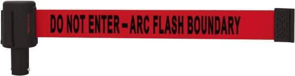 Banner Stakes - 6.61" High x 15' Long x 2-1/2" Wide Retractable Barrier Belt - Plastic & Polyester, Matte Finish, Red, Use with Banner Stakes Plus Stanchion, Banner Stakes Plus Base - A1 Tooling