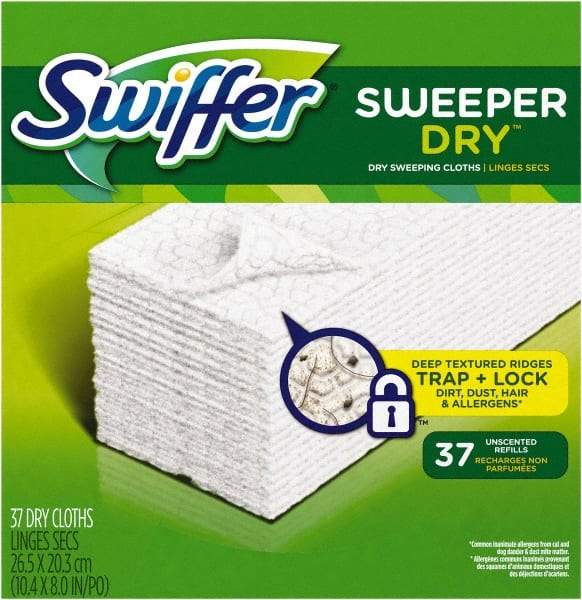 Swiffer - 8" Long x 10.4" Wide Microfiber Dust Mop Pad - Snap-On, White, Rectangular Head - A1 Tooling