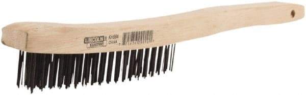 Lincoln Electric - 2 Rows x 9 Columns Brass Wire Brush - 9" OAL, 8-3/4 Trim Length, Wood Handle - A1 Tooling