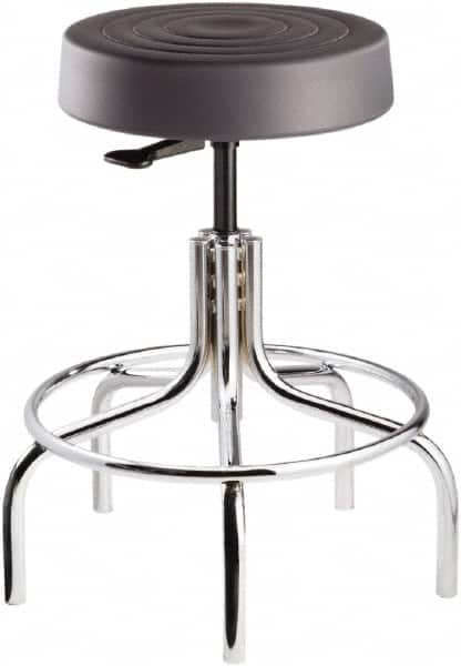 Bevco - 14 Inch Wide x 14-1/2 Inch Deep x 30 Inch High, Tubular Chrome Base, Adjustable Height Swivel Stool - Polyurethane Seat, Graphite - A1 Tooling