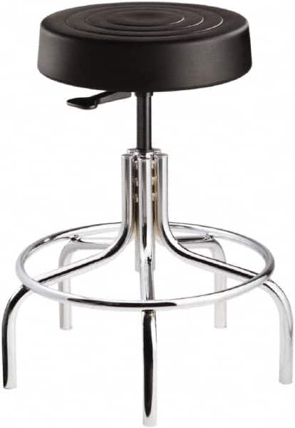 Bevco - 14 Inch Wide x 14-1/2 Inch Deep x 30 Inch High, Tubular Chrome Base, Adjustable Height Swivel Stool - Polyurethane Seat, Black - A1 Tooling