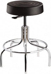 Bevco - 14 Inch Wide x 14-1/2 Inch Deep x 30 Inch High, Tubular Chrome Base, Adjustable Height Swivel Stool - Polyurethane Seat, Black - A1 Tooling