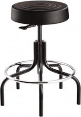 Bevco - 14 Inch Wide x 14-1/2 Inch Deep x 30 Inch High, Tubular Steel Base, Adjustable Height Swivel Stool - Polyurethane Seat, Black - A1 Tooling