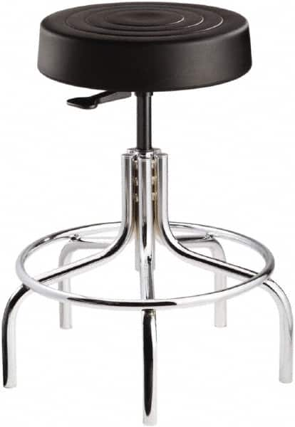 Bevco - 14 Inch Wide x 14-1/2 Inch Deep x 25 Inch High, Tubular Chrome Base, Adjustable Height Swivel Stool - Polyurethane Seat, Black - A1 Tooling