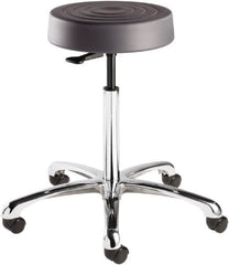 Bevco - 14 Inch Wide x 14-1/2 Inch Deep x 33 Inch High, Polished Aluminum Base, Adjustable Height Swivel Stool - Polyurethane Seat, Graphite - A1 Tooling