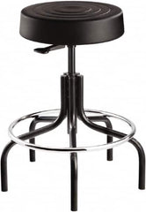 Bevco - 14 Inch Wide x 14-1/2 Inch Deep x 25 Inch High, Tubular Steel Base, Adjustable Height Swivel Stool - Polyurethane Seat, Black - A1 Tooling