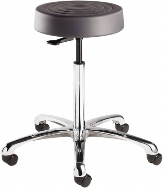 Bevco - 14 Inch Wide x 14-1/2 Inch Deep x 27-3/4 Inch High, Polished Aluminum Base, Adjustable Height Swivel Stool - Polyurethane Seat, Graphite - A1 Tooling