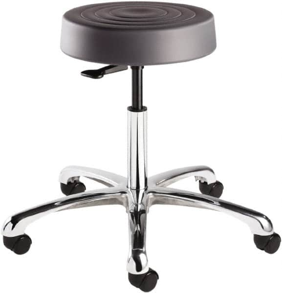 Bevco - 14 Inch Wide x 14-1/2 Inch Deep x 22-1/2 Inch High, Polished Aluminum Base, Adjustable Height Swivel Stool - Polyurethane Seat, Graphite - A1 Tooling