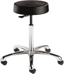 Bevco - 14 Inch Wide x 14-1/2 Inch Deep x 27-3/4 Inch High, Polished Aluminum Base, Adjustable Height Swivel Stool - Polyurethane Seat, Black - A1 Tooling