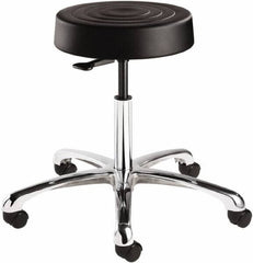 Bevco - 14 Inch Wide x 14-1/2 Inch Deep x 22-1/2 Inch High, Polished Aluminum Base, Adjustable Height Swivel Stool - Polyurethane Seat, Black - A1 Tooling