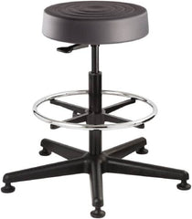 Bevco - 14 Inch Wide x 14-1/2 Inch Deep x 28-1/4 Inch High, Reinforced Black Nylon Base, Adjustable Height Swivel Stool - Polyurethane Seat, Graphite - A1 Tooling