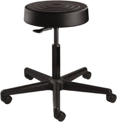 Bevco - 14 Inch Wide x 14-1/2 Inch Deep x 22-1/2 Inch High, Reinforced Black Nylon Base, Adjustable Height Swivel Stool - Polyurethane Seat, Black - A1 Tooling