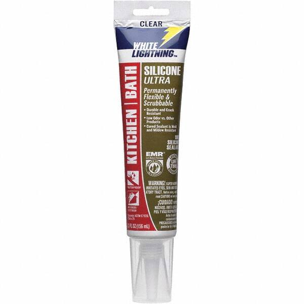 White Lightning - 5.3 oz Tube Clear Silicone Sealant - -80 to 450°F Operating Temp, 30 min Tack Free Dry Time, 24 hr Full Cure Time - A1 Tooling