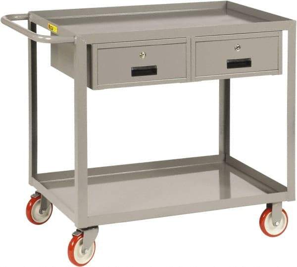 Little Giant - 1,200 Lb Capacity, 24" Wide x 42" Long x 35" High Shelf Cart - 2 Shelf, Steel, 2 Rigid/2 Swivel Casters - A1 Tooling