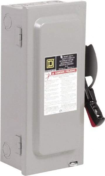 Square D - 30 Amp, 600 VAC, 3 Pole Nonfused Safety Switch - NEMA 1, 1 & 3 Phase, 10 hp at 600 VAC (Single Phase), 30 hp at 600 VAC (Triple Phase) - A1 Tooling