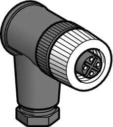 Telemecanique Sensors - 3 Amp, M12 4 Pin Elbowed Female Field Attachable Connector Sensor and Receptacle - 125 VAC, 150 VDC, IP67 Ingress Rating - A1 Tooling