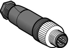 Telemecanique Sensors - 3 Amp, M12 4 Pin Male Straight Field Attachable Connector Sensor and Receptacle - 125 VAC, 150 VDC, IP67 Ingress Rating - A1 Tooling