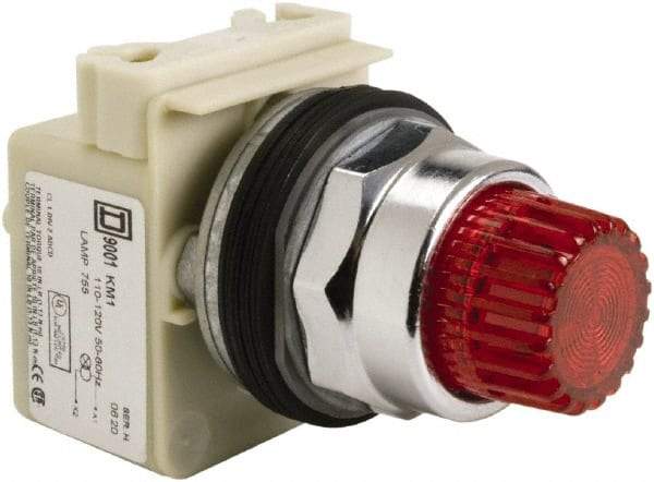 Schneider Electric - 1.18 Inch Mount Hole, Extended Straight, Pushbutton Switch Only - Round, Red Pushbutton, Illuminated, Momentary (MO), Weatherproof, Dust and Oil Resistant - A1 Tooling