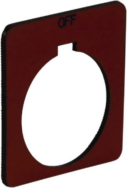 Schneider Electric - Square, Plastic Legend Plate - Off - Red Background, Black Letters, 1.2 Inch Hole Diameter, 1-3/4 Inch Square - A1 Tooling