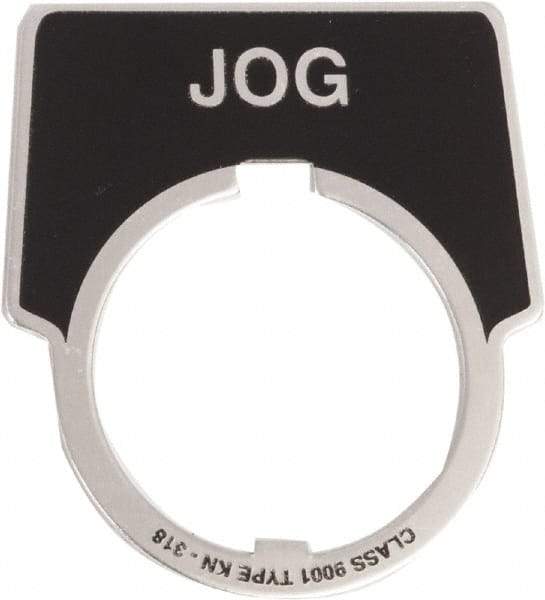 Schneider Electric - Aluminum Legend Plate - Jog - Black Background, 30mm Hole Diameter, 1-3/4 Inch Wide - A1 Tooling