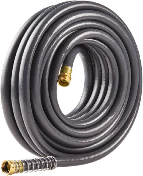 Fiskars - 100' Long Commercial Hose - 5/8" Diam, 3/4" GHT, Rubber/Vinyl, 500 psi, All Season, Gray - A1 Tooling