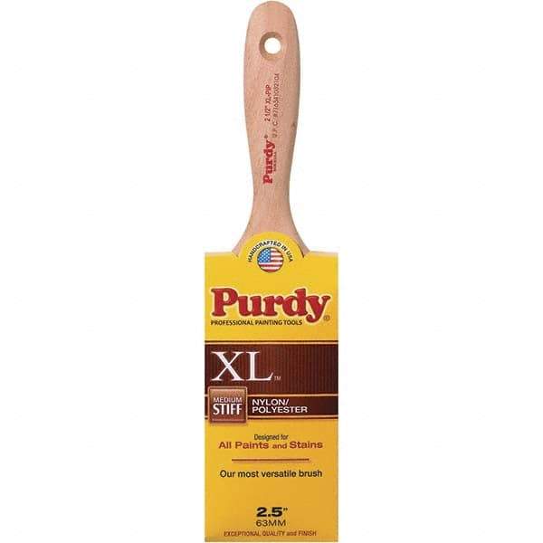 Purdy - 2-1/2" Flat Synthetic Wall Brush - 3-7/16" Bristle Length, 3-7/16" Wood Beavertail Handle - A1 Tooling