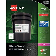 AVERY - 7-3/4" Long, White Paper Laboratory Label - For Laser Printers - A1 Tooling