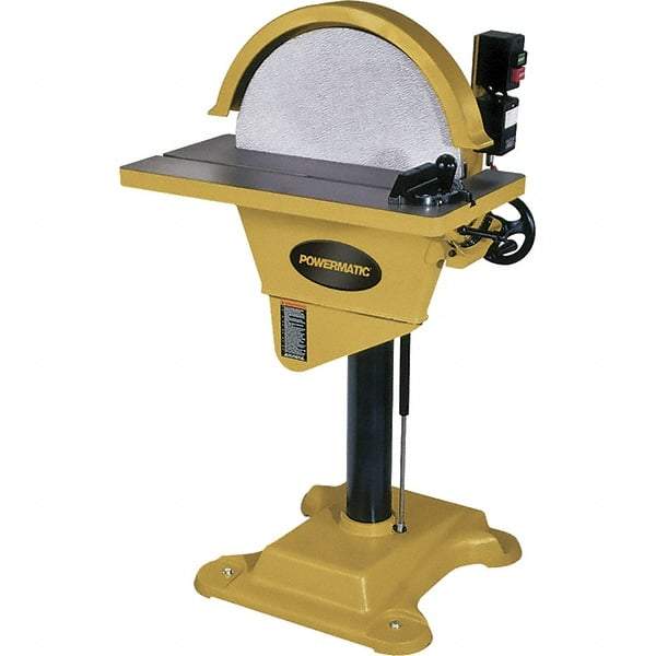 Jet - 20" Diam, 1,720 RPM, Single Phase Disc Sanding Machines - 10-1/2" Long Table x 27-1/2" Table Width, - A1 Tooling