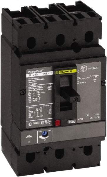 Square D - 175 Amp, 250 VDC, 600 VAC, 2 Pole, Panel Mount Molded Case Circuit Breaker - Thermal Magnetic Trip, Multiple Breaking Capacity Ratings, 4-4/0 AWG - A1 Tooling